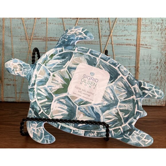 Sigrid Olsen Home Melamine Sea Turtle Plate Appetizer Blue Green - Picture 1 of 6